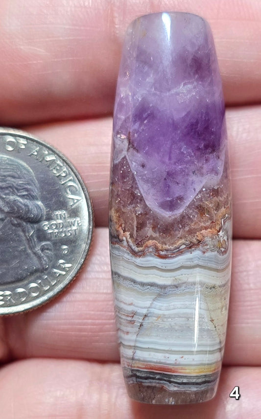 #4 Amethyst & Banded Mexican Agate Statement Bead