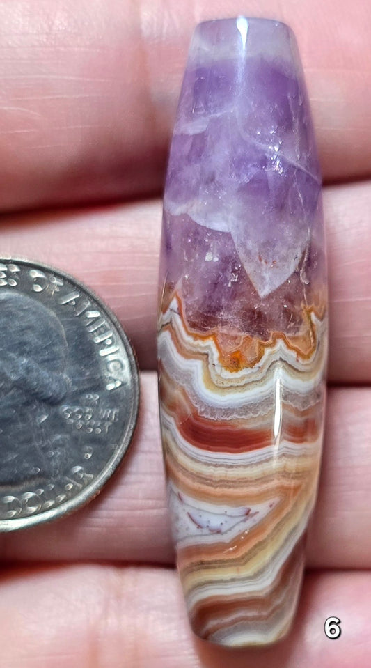 #6 Amethyst & Banded Mexican Agate Statement Bead