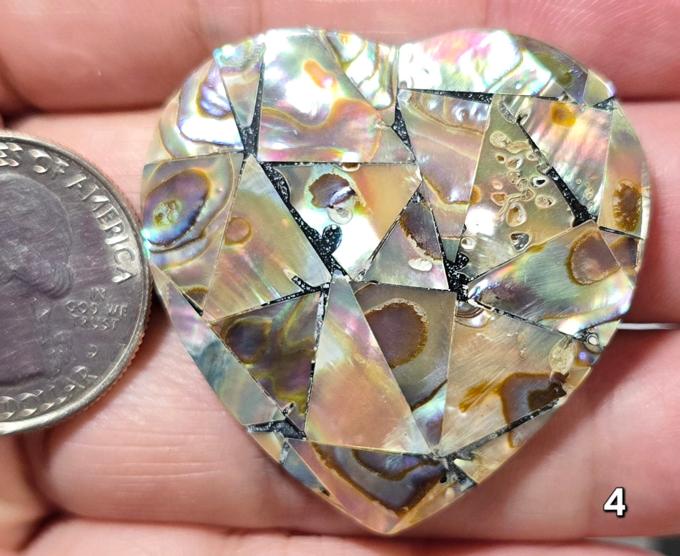 #4 Statement Shell Mosaic Heart Cabochon