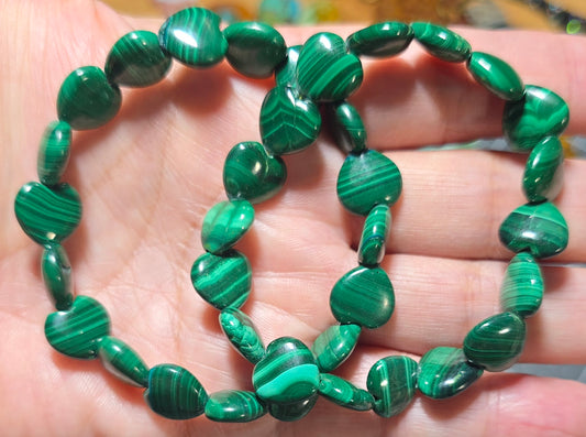 Carved Malachite Hearts