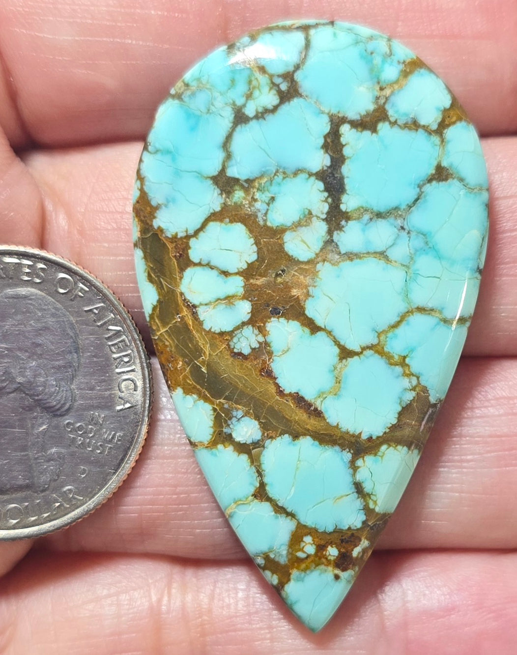 American No. 8 Mine Turquoise Teardrop Statement Cabochon