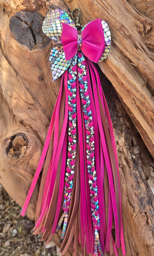 Rainbow Gasoline Mermaid Double Bow Leather Tassel