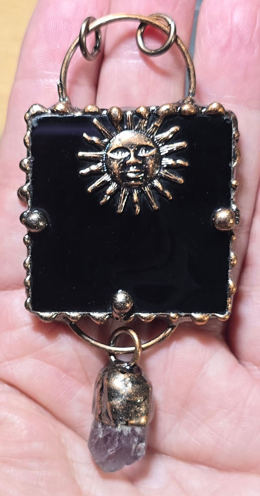 Black Agate/Amethyst Pendant