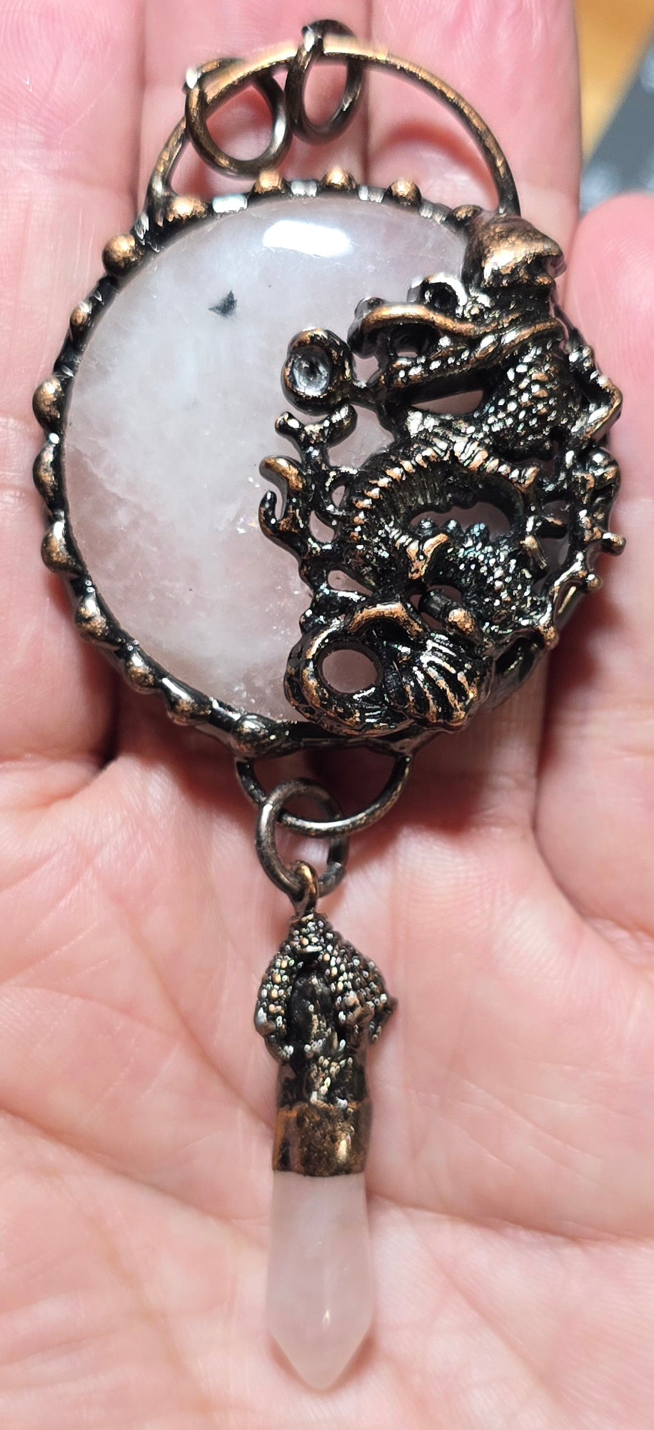 Rose Quartz Dragon Pendant