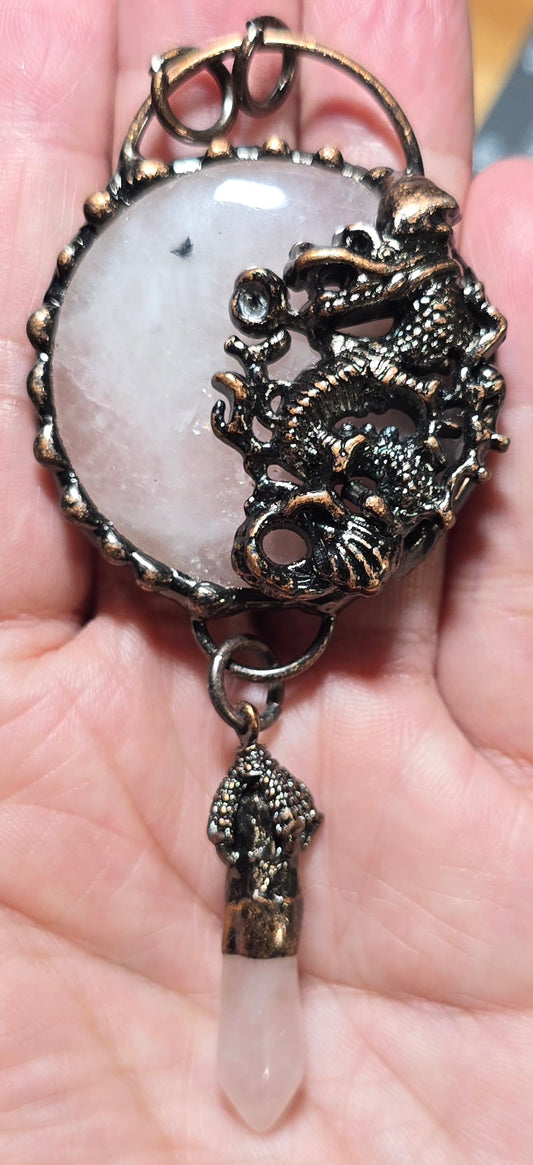 Rose Quartz Dragon Pendant
