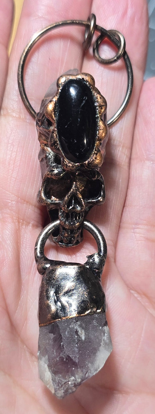 Amethyst & Black Obsidian Pendant