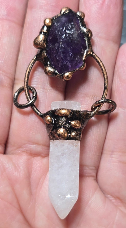 Amethyst & Crystal Quartz Pendant