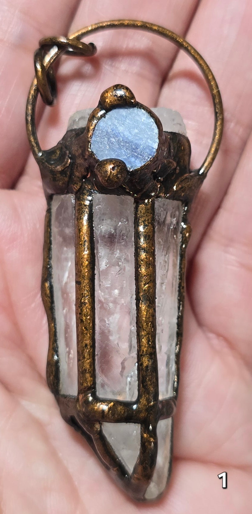#1 Caged Clear Quartz & Kyanite Pendant