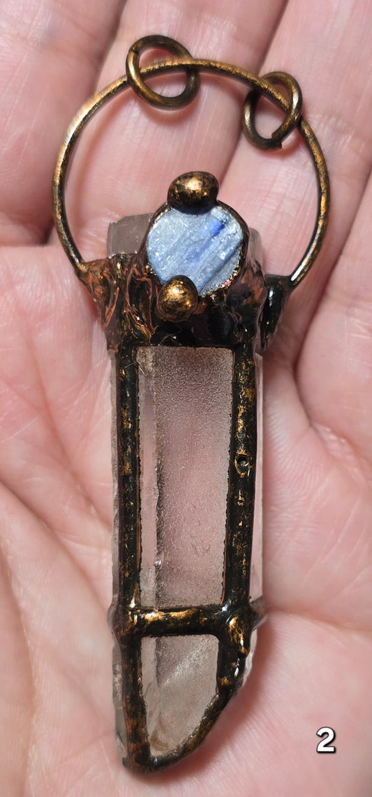 #2 Caged Clear Quartz & Kyanite Pendant