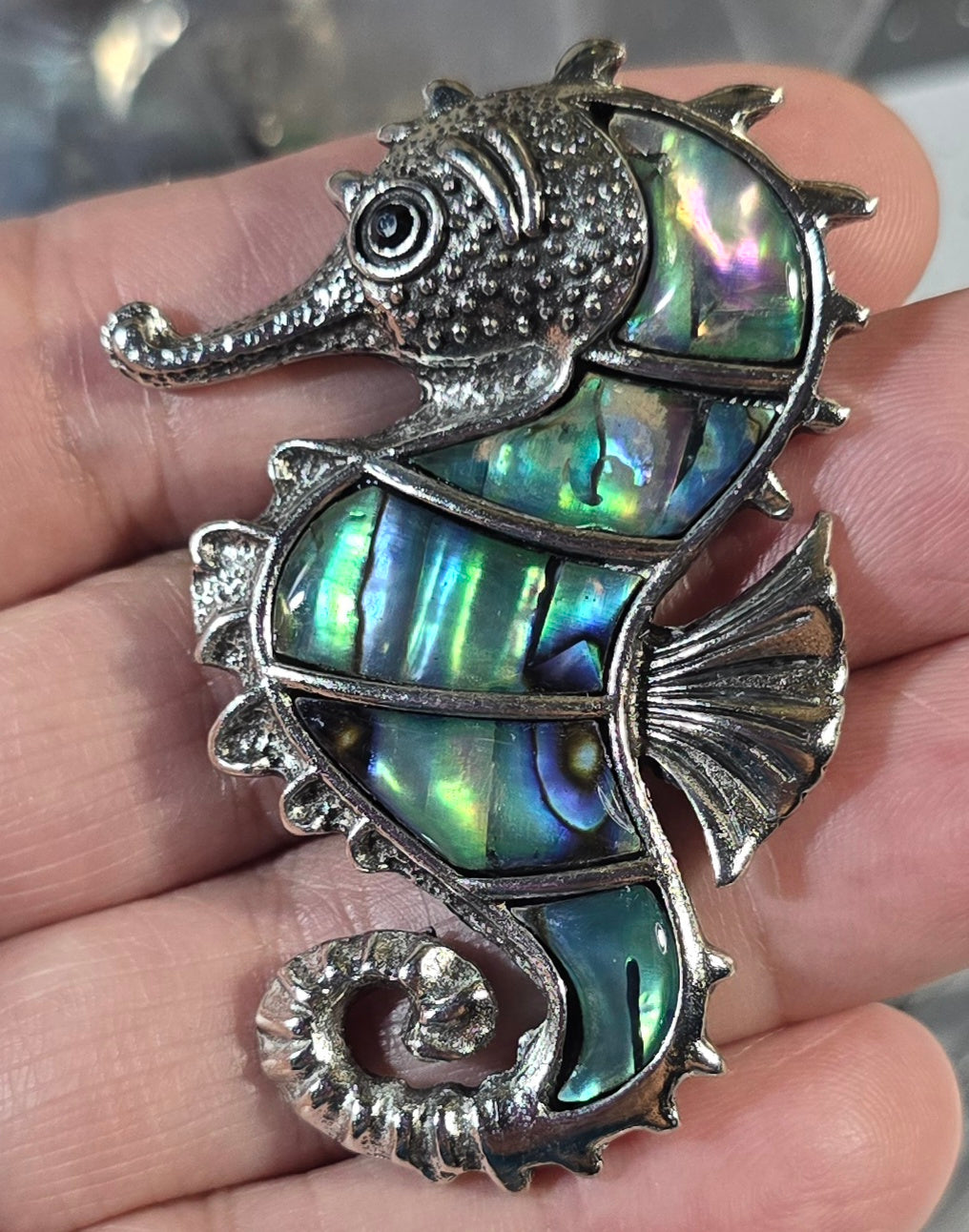 Abalone Seahorse Pendant/Brooch