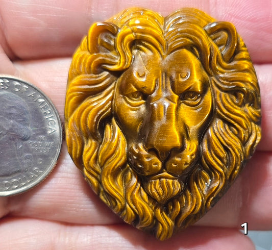 #1 Lion Head Tiger Eye Carving