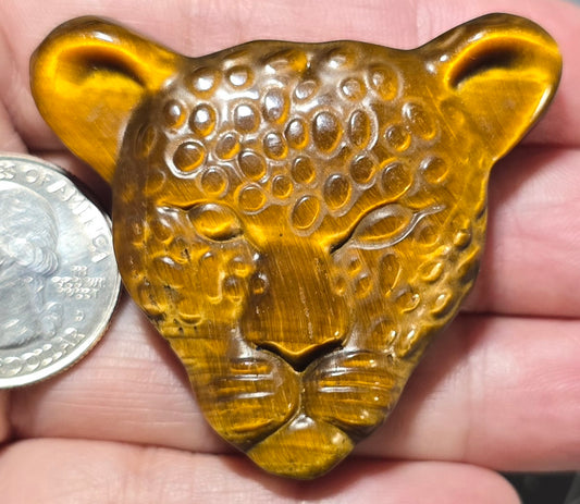 Leopard Head Tiger Eye Carving