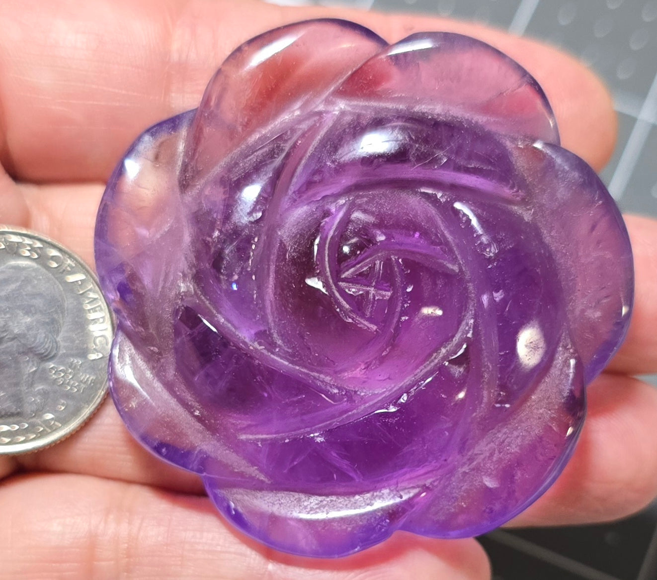 Amethyst Rose Carving