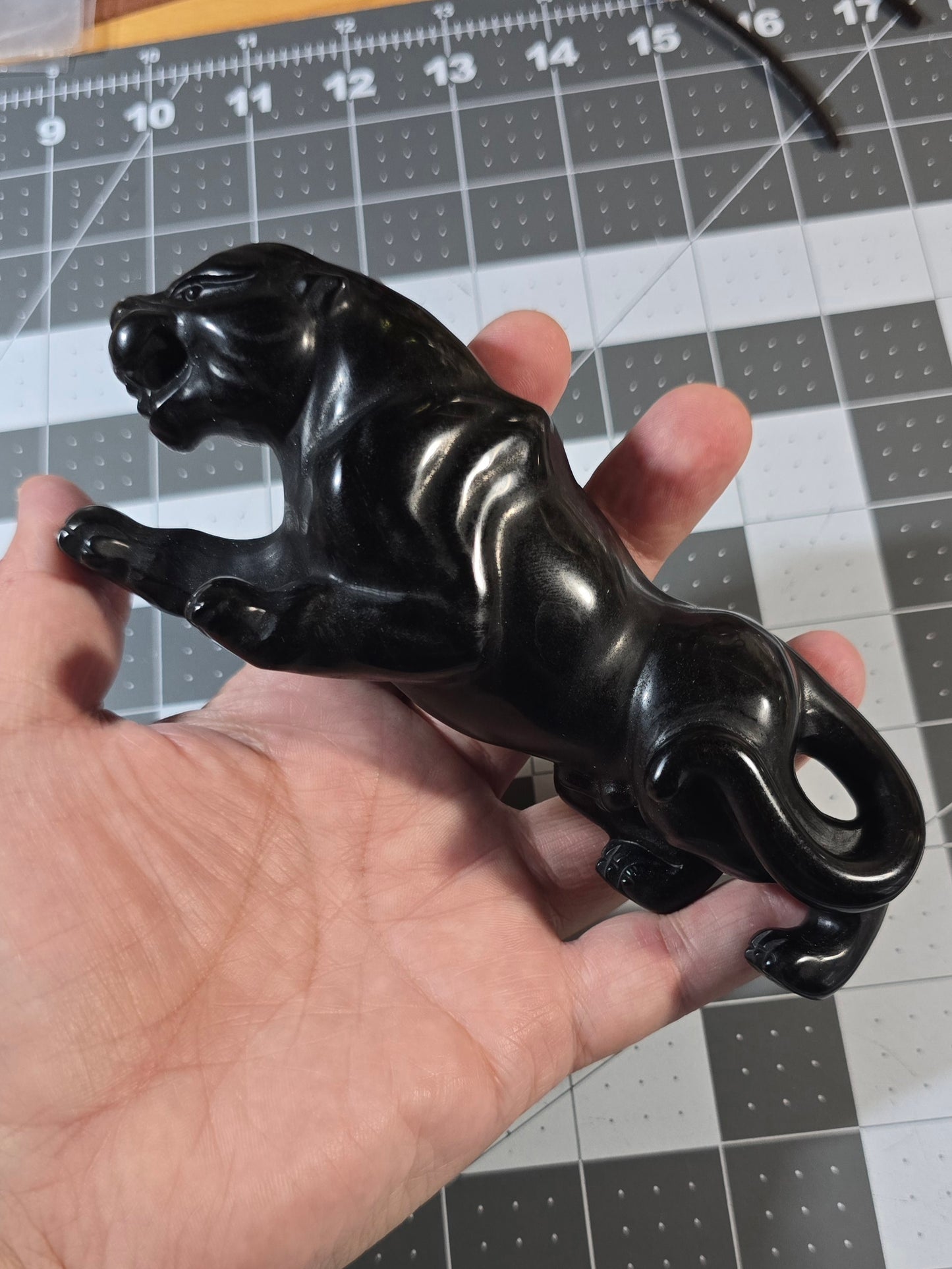 #2 Black Obsidian Panther Carving
