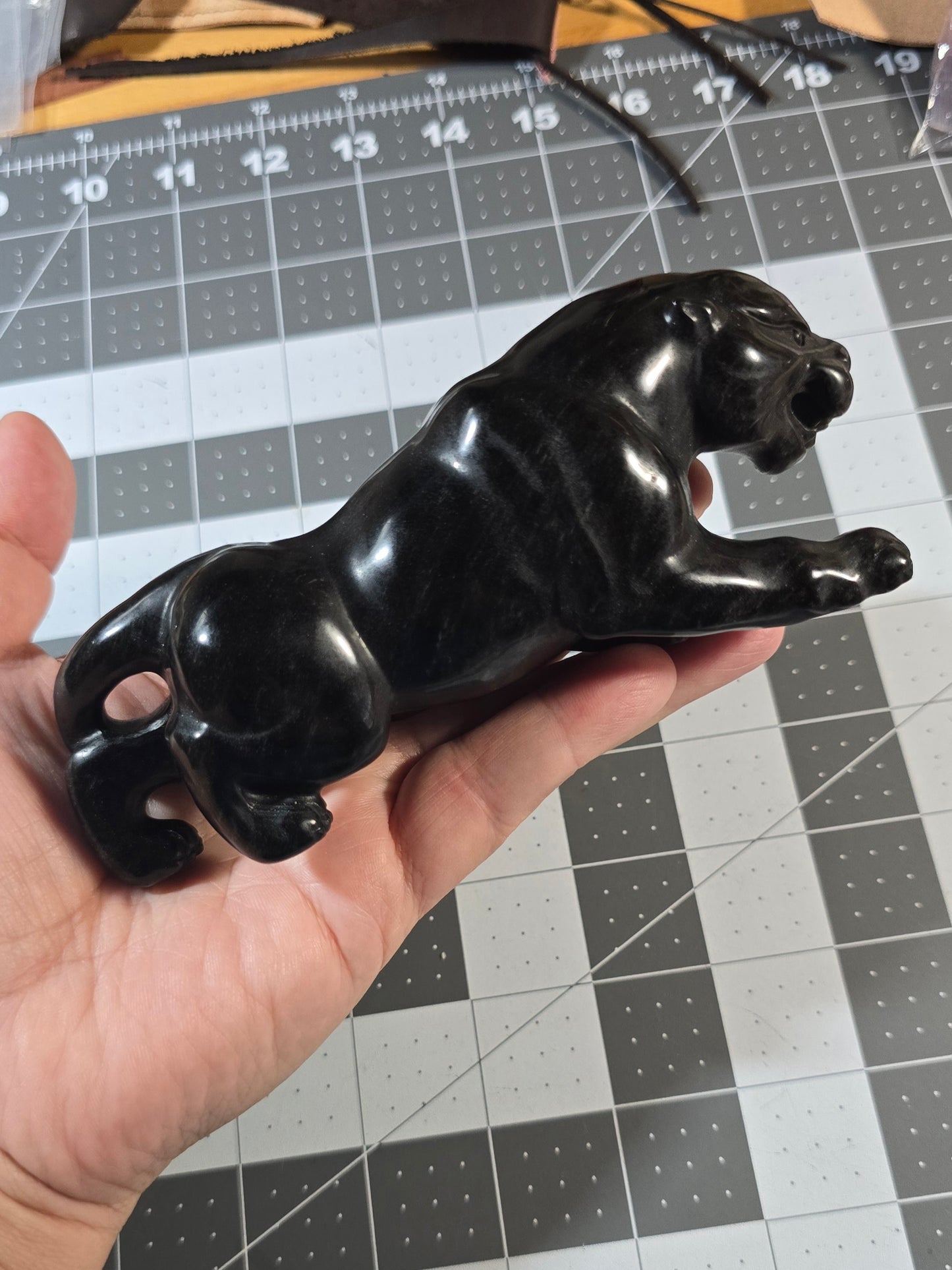 #2 Black Obsidian Panther Carving