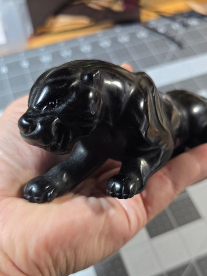 #2 Black Obsidian Panther Carving