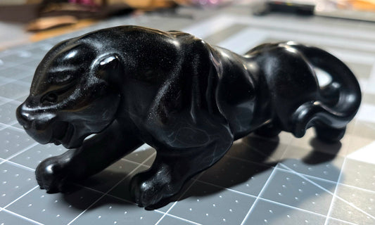 #2 Black Obsidian Panther Carving