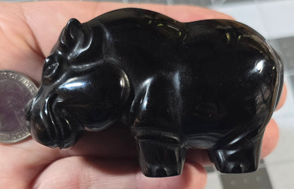 Black Obsidian Hippo Carving