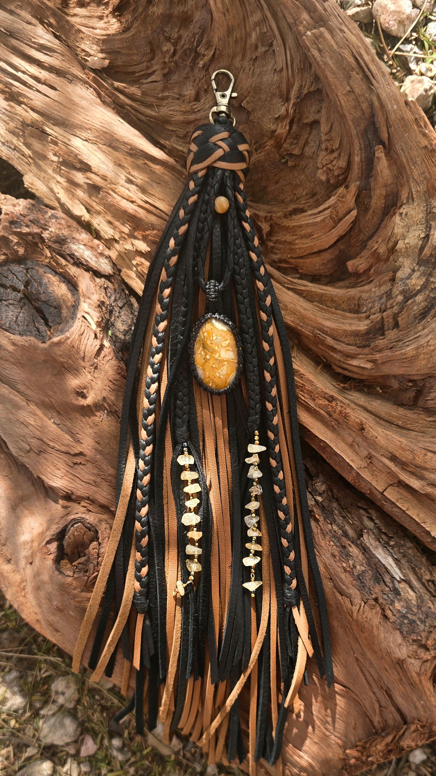 14" Stone of the Desert Leather Tassel