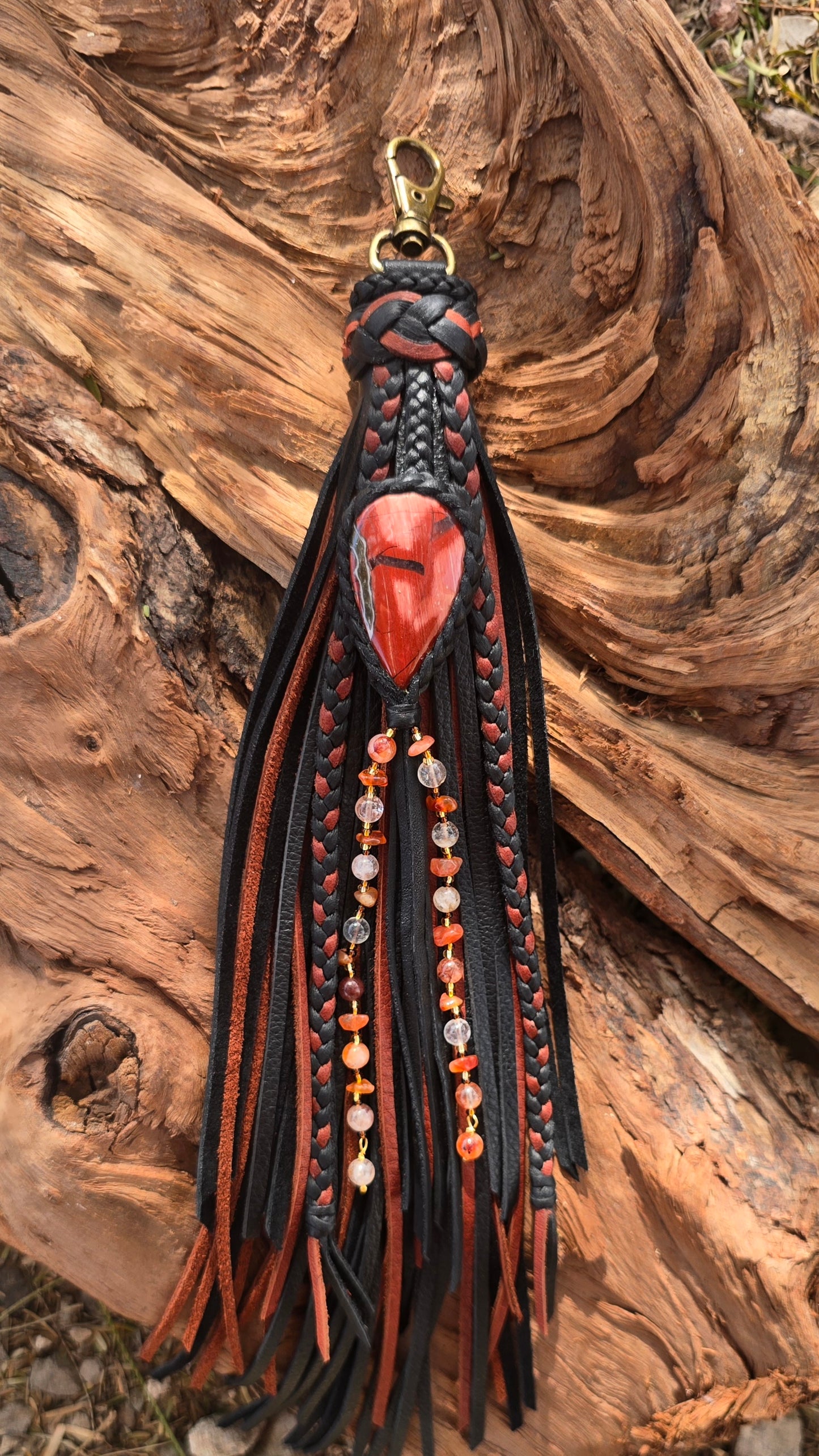 13" Forged in Fire clip-on Leather Tassel