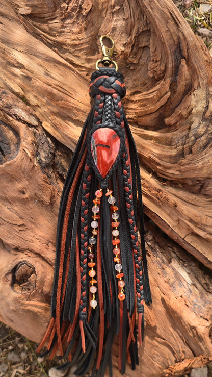13" Forged in Fire clip-on Leather Tassel