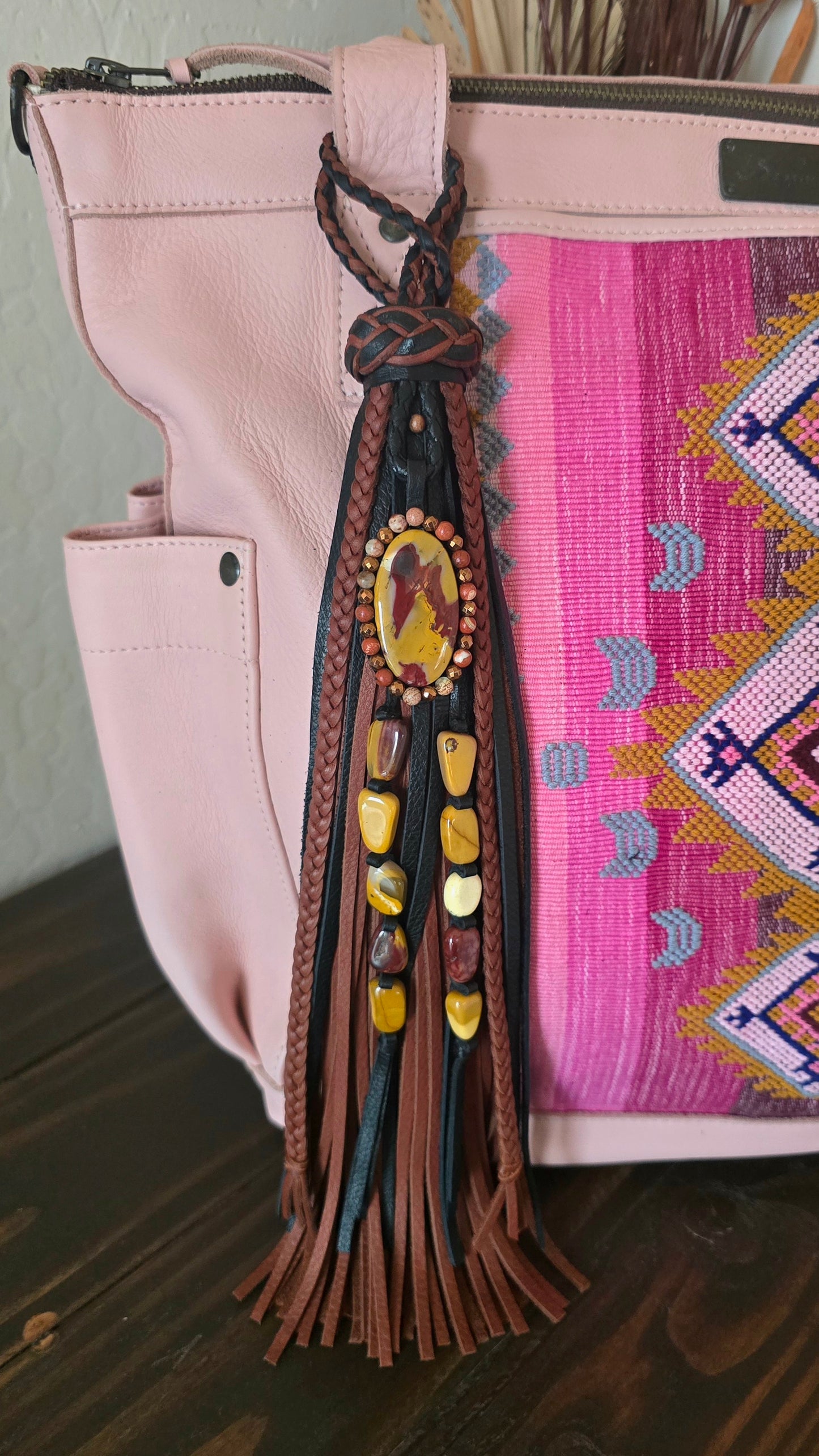 12" Desert Fire Mookaite Leather Tassel
