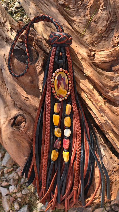 12" Desert Fire Mookaite Leather Tassel