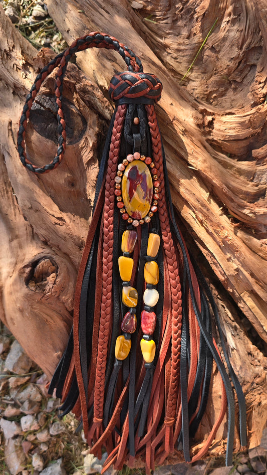 12" Desert Fire Mookaite Leather Tassel