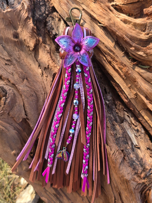 7" Electric Garden Bloom Leather Tassel