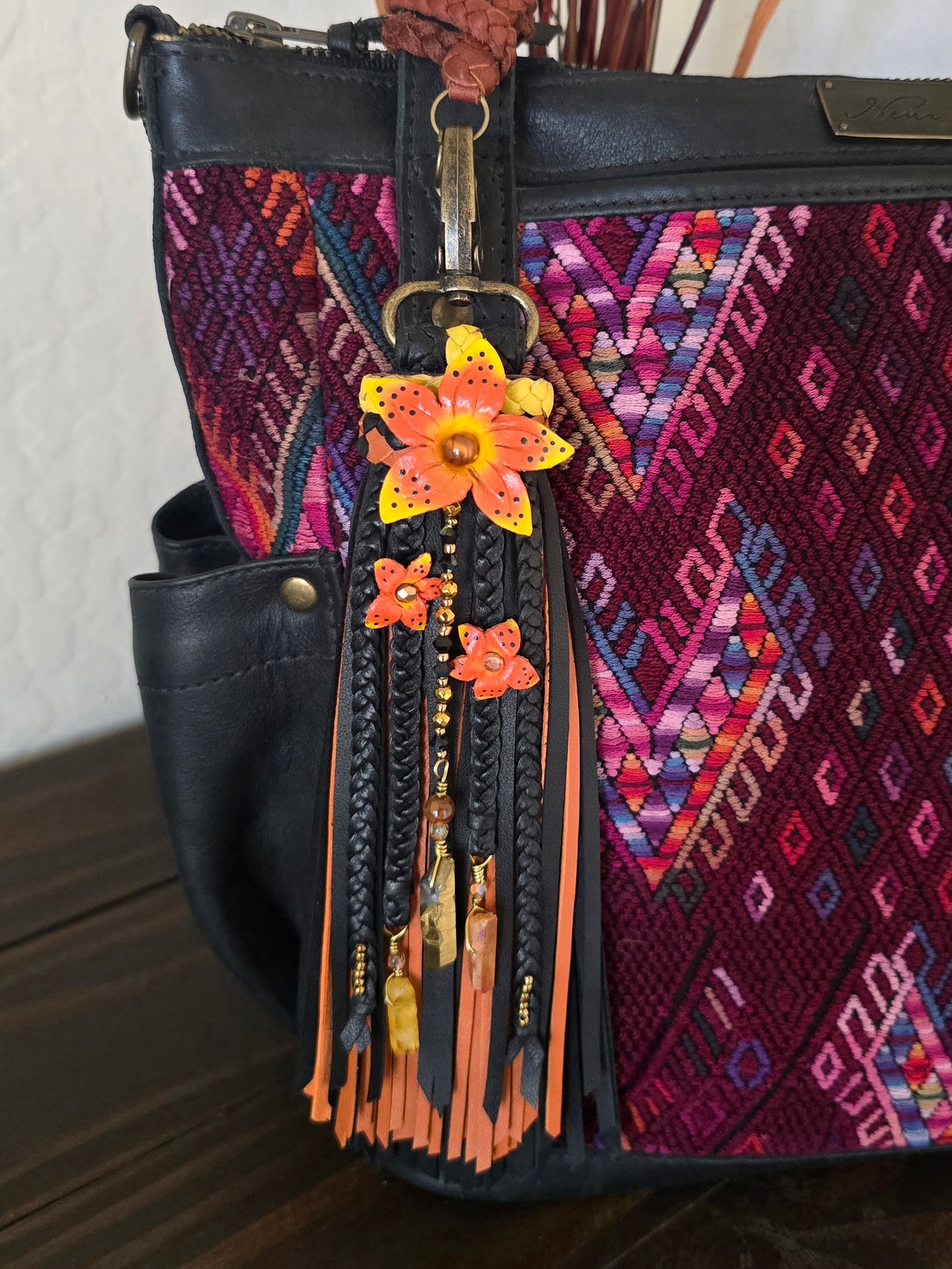 8" Sunfire Bloom Leather Tassel