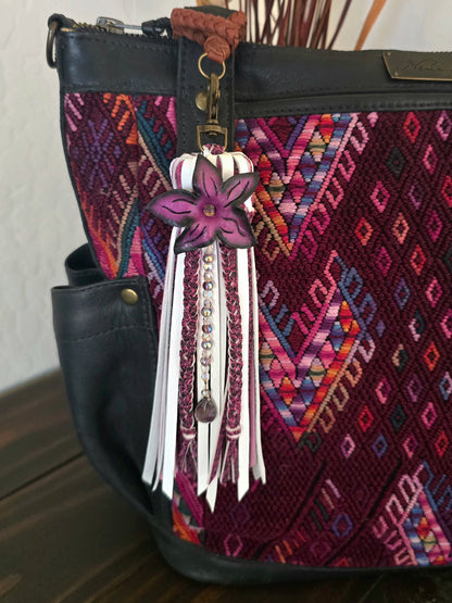 6.5" Wild Orchid Bloom Leather Tassel