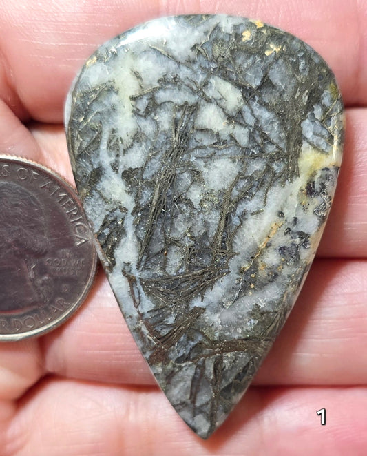 #1 Feather Pyrite Statement Cabochon