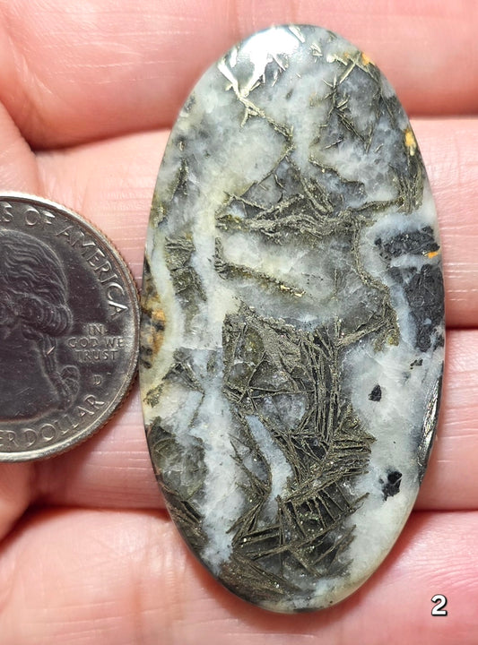 #2 Feather Pyrite Statement Cabochon