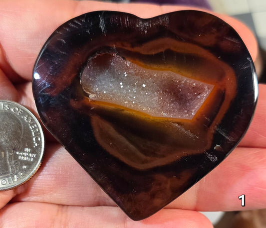 #1 Sardonyx Druzy Heart