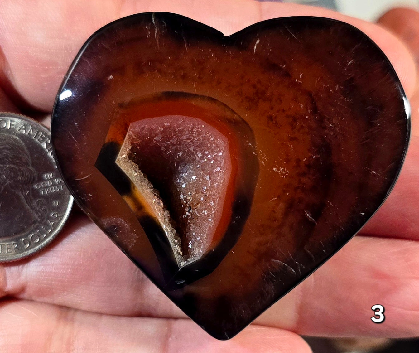 #3 Sardonyx Druzy Heart