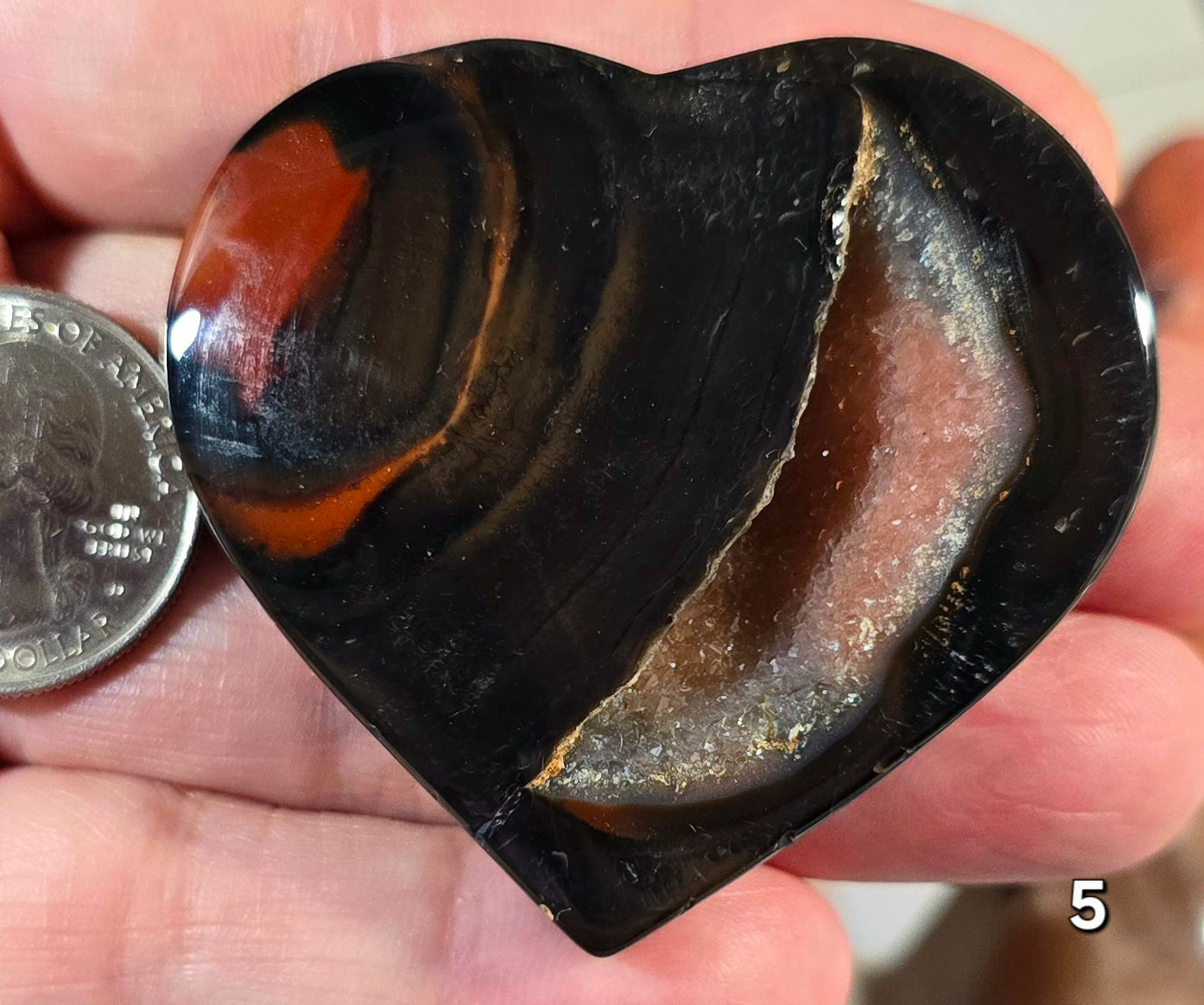 #5 Sardonyx Druzy Heart