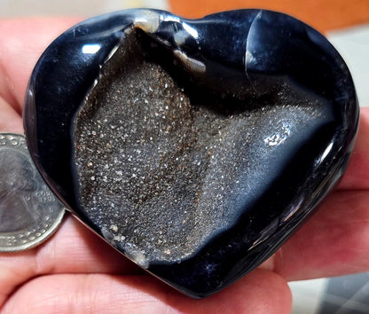 Large Black Druzy Agate Heart
