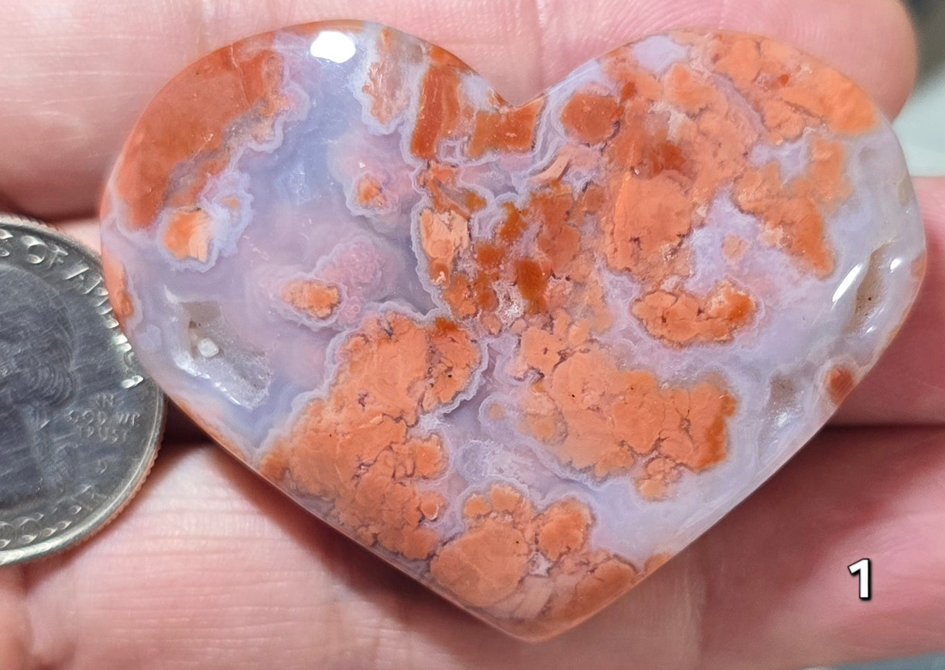 #1 Flower Agate Druzy Heart
