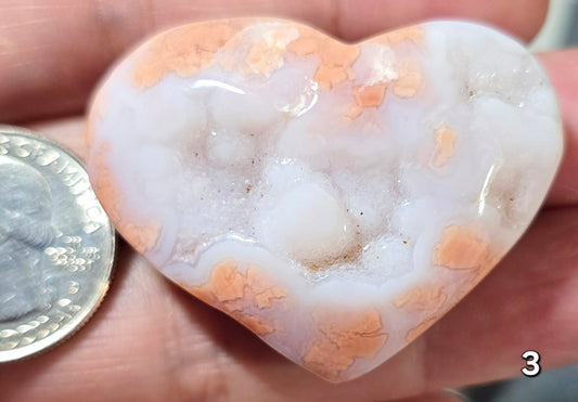 #3 Flower Agate Druzy Heart
