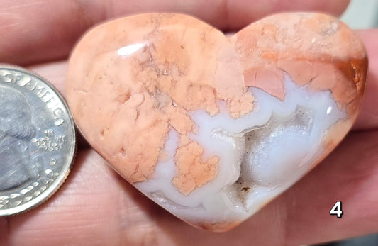 #4 Flower Agate Druzy Heart