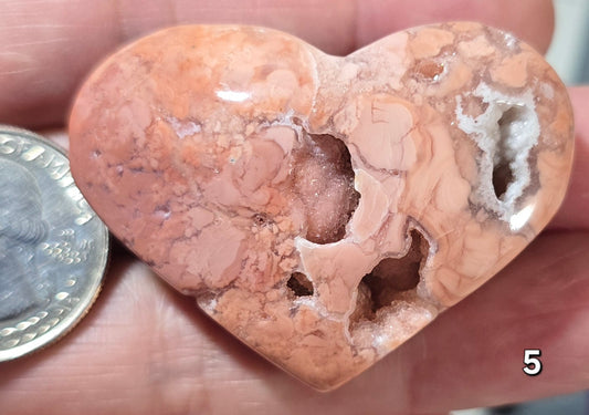 #5 Flower Agate Druzy Heart