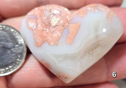 #6 Flower Agate Druzy Heart