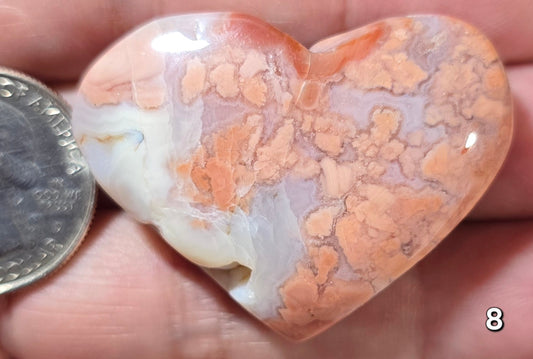 #8 Flower Agate Druzy Heart