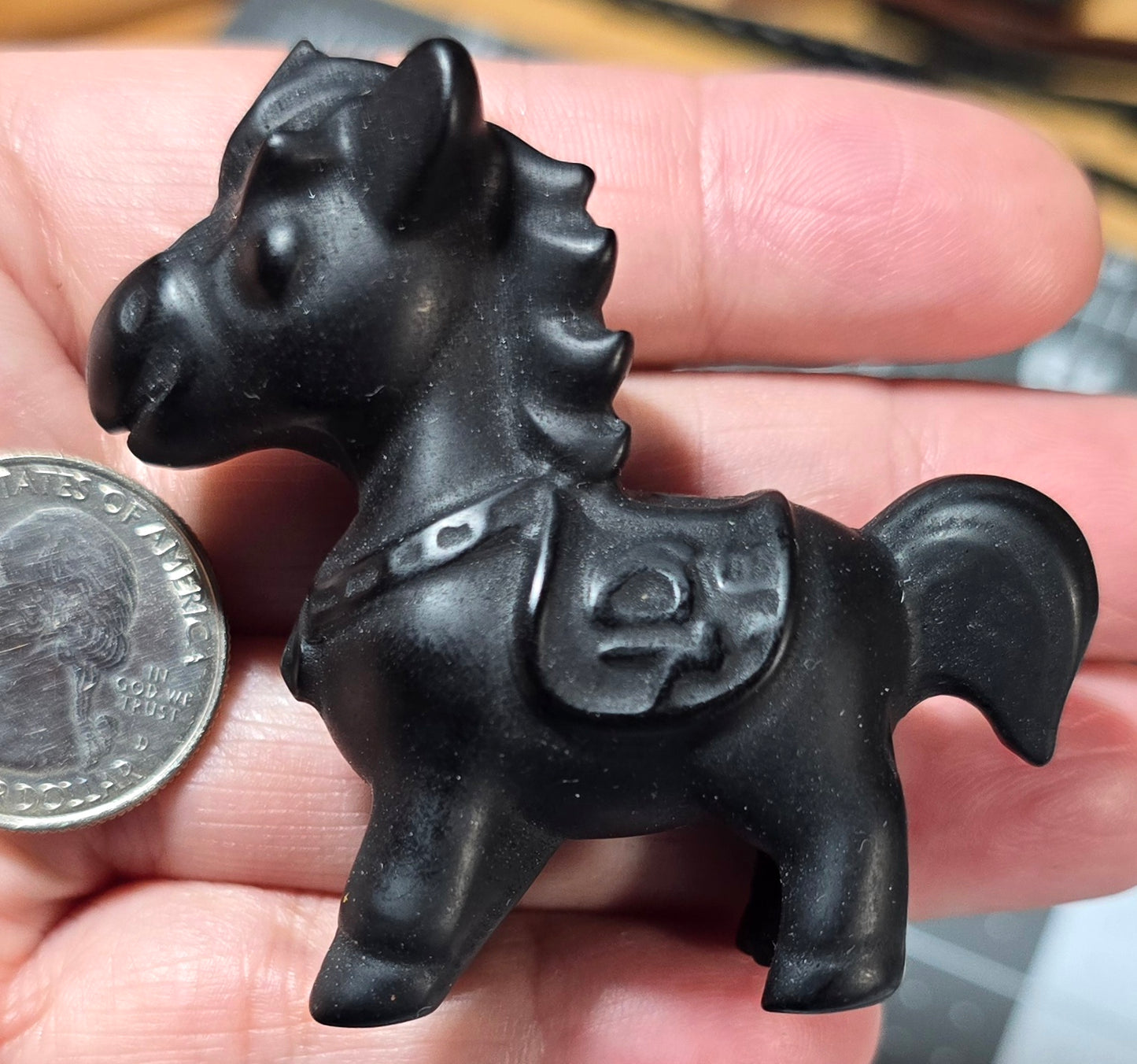 Black Obsidian Pony Carving
