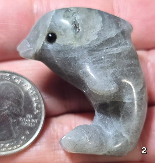 #2 Grey Labradorite Dolphin Carving