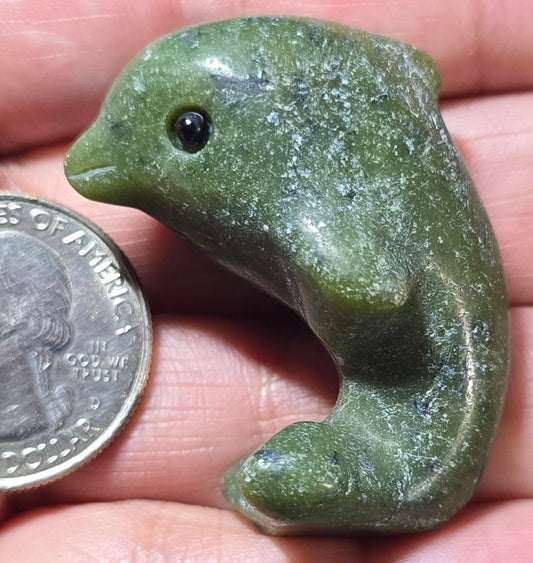 Green Jade Dolphin Carving