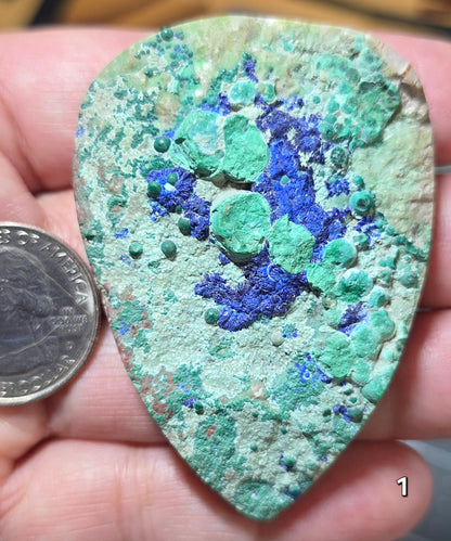 #1 Azurite Malachite Druzy Cabochon