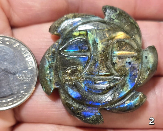 #2 Carved Sun Labradorite Cabochon