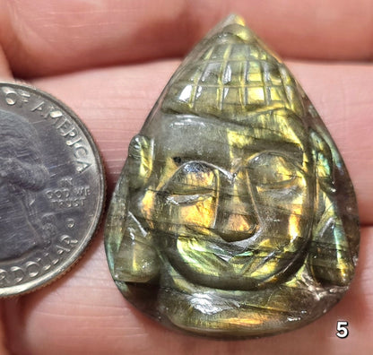 #5 Carved Budda Labradorite Cabochon