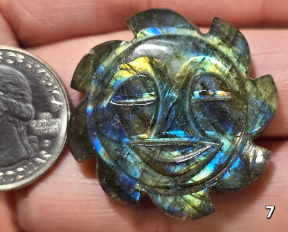 #7 Carved Sun Labradorite Cabochon